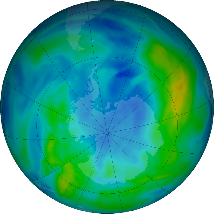 Antarctic ozone map for 27 April 2018